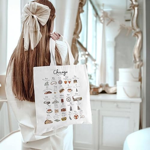 Miniatura 4 de WZJHCL Chicago Alphabet Tote Bag Chicago Trip Travel Tote Chicago Travel Gift Chicago Souvenir Chicago Vacation Shopping Bag