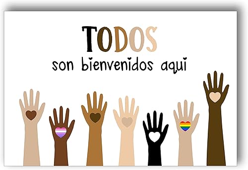 Jinniee Póster Diversidad Arte Español Todos Son Bienvenidos Decoración de Aula 16x24 Pulgadas