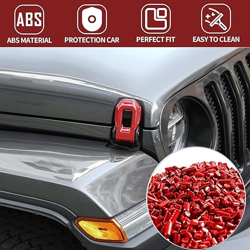 Miniatura 4 de JAHIMO Cubierta de soportes de bloqueo de cierre de bisagra y capó para capó, accesorios exteriores para Wrangler JL JLU 2018-2022, [4 piezas]