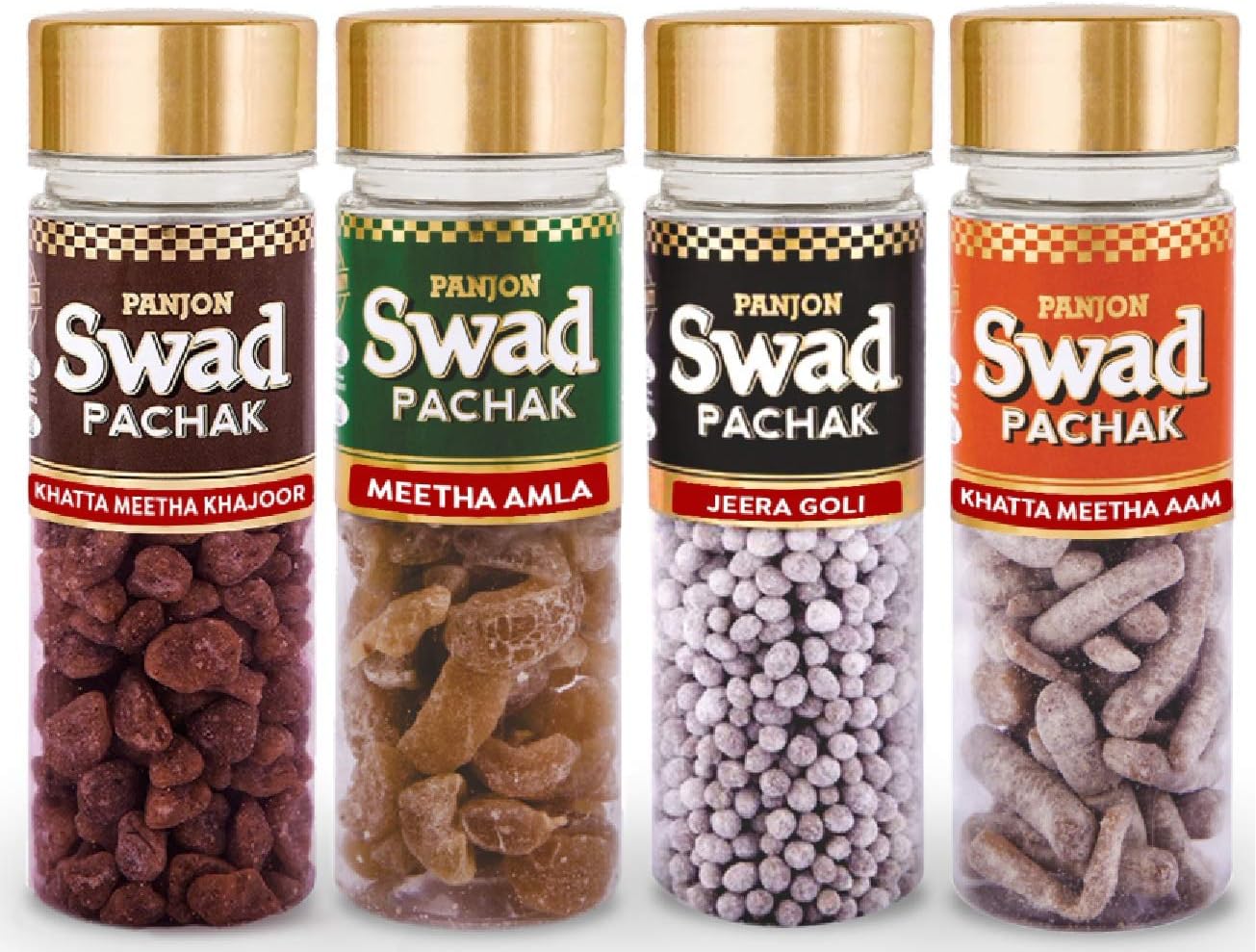 Panjon Swad Pachak Combo Pack - Meetha Amla, Special Jeera Goli, Khatta Meetha Khajoor & Khatta Meetha Aam,560g