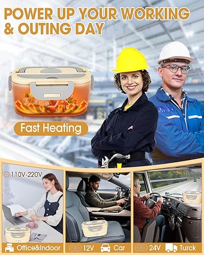 Miniatura 5 de LAVAED Lonchera Eléctrica Calentada para Adultos, Calentador de Alimentos Portátil - Calentador de Alimentos de Calentamiento Rápido de 80W con