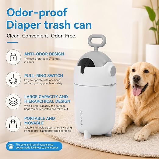 Bote para pañales con tapa hermética y control de olores 12L miniatura 4