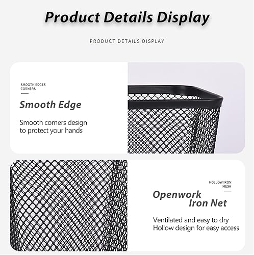 Miniatura 2 de Paquete de 2 soportes cuadrados para lápices, de malla metálica, para escritorio, para cocina, organizadores de escritorio para brochas de maquillaje