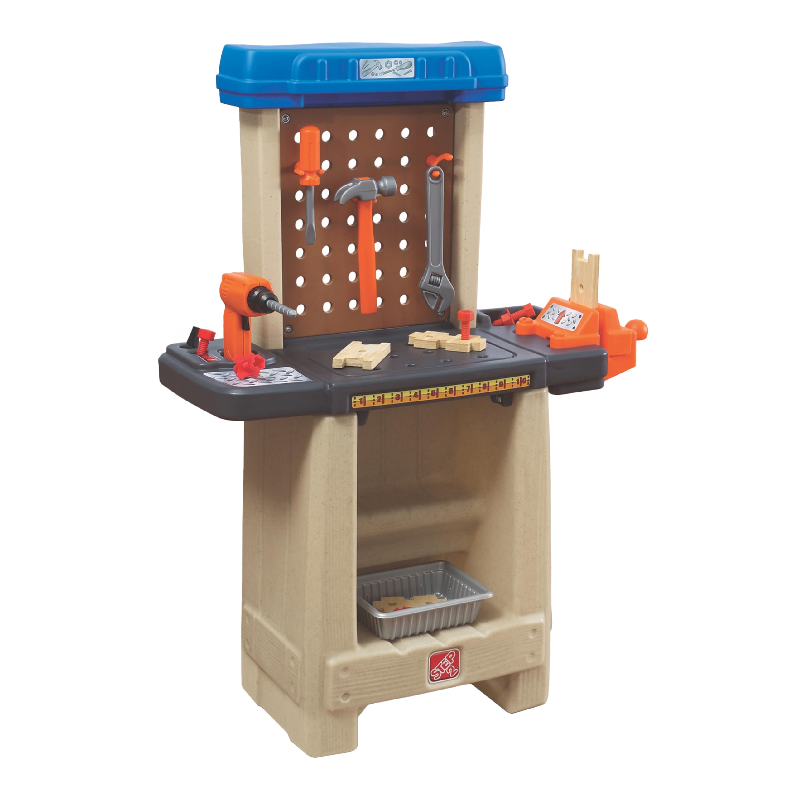 Step2 Handy Helper's Workshop Etabli pour Enfant | Jeu de Bricolage avec Outils & Kit d'Accessoires de 22 Pièces | Jouet en Plastique pour Enfants