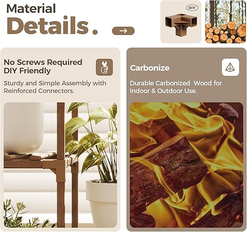 Miniatura 3 de Bamworld - Estante para plantas de interior, soporte para plantas colgantes de exterior, estante alto para plantas de gran tamaño, soporte de madera