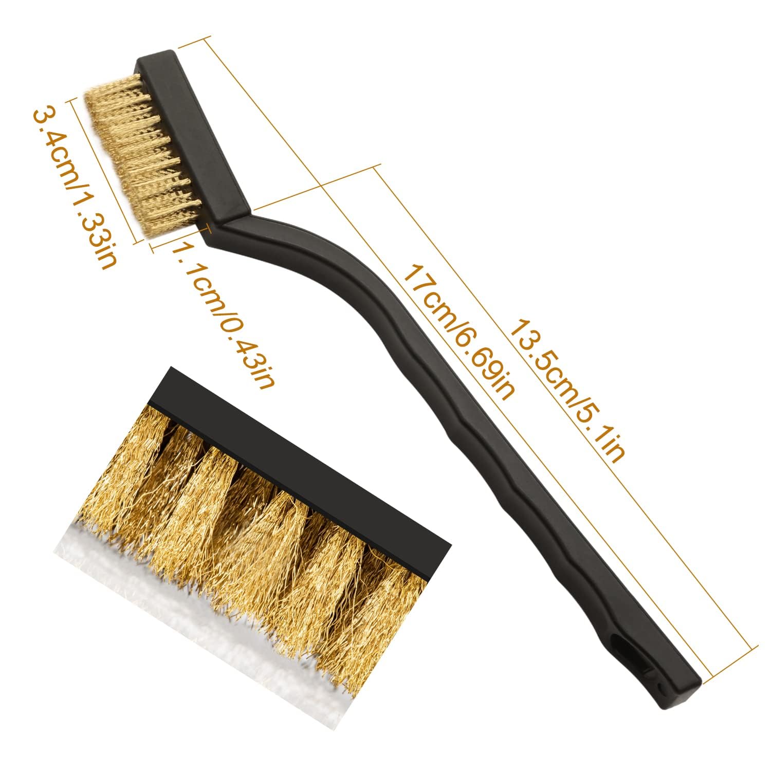 12 Pcs Small Brass Brushes, Heavy Duty Rust Remover Brass Wire Brush, Small Wire Brush for Home Clean Removing Rust Scale Paint