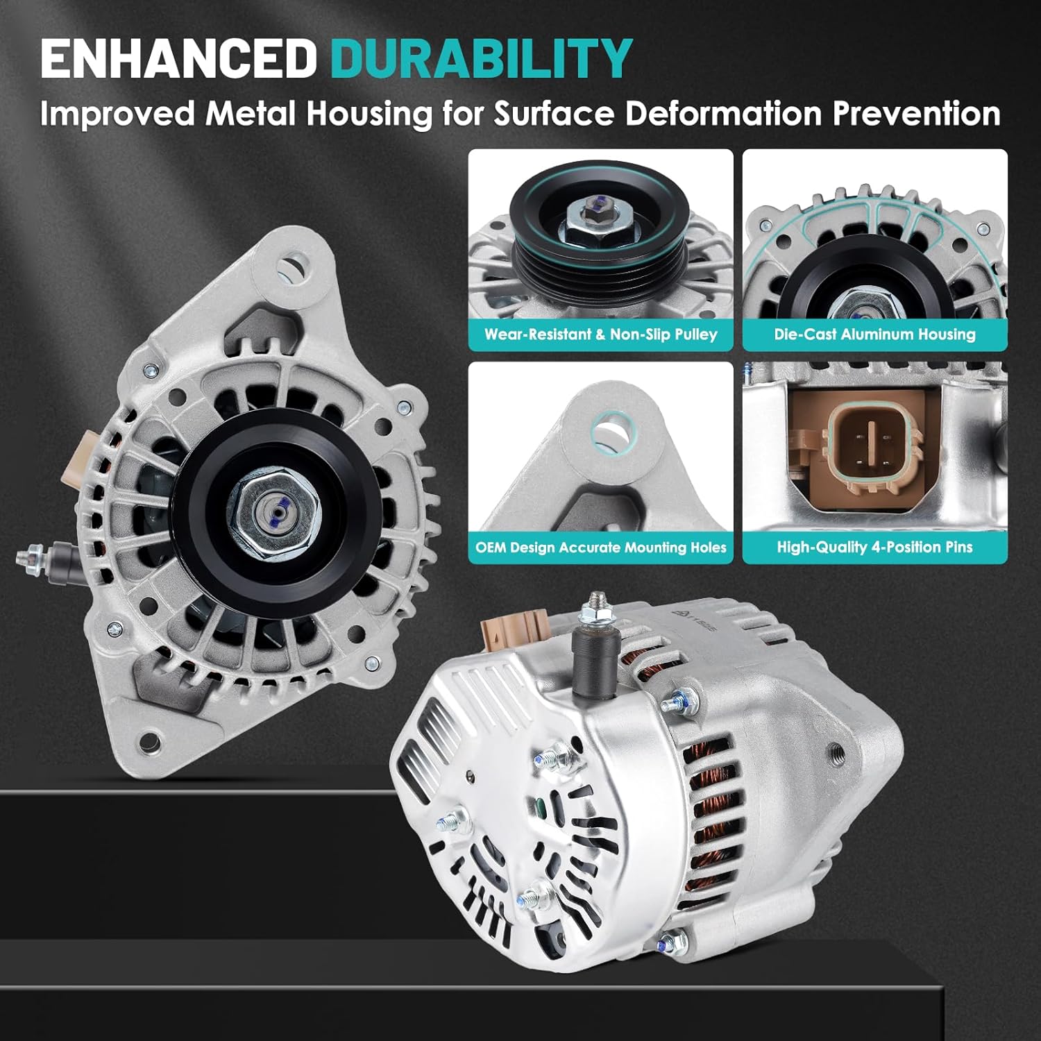 11203 Car Alternators Fit for Toyota Yaris 2006-2014 L4 1.5L 1497cc Automotive Replacement Alternators 11505, 104210-8180 27060-21151 Alternators 80 Amp High Output Alternator