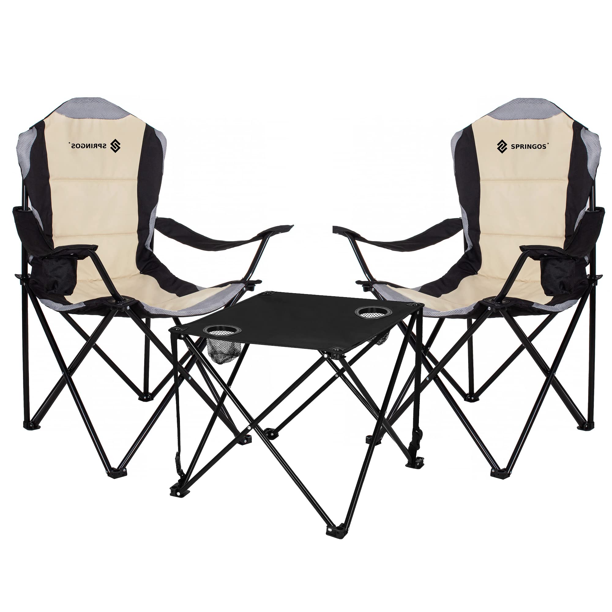 SPRINGOS Table pliante avec deux chaises - Table de camping pratique pour les déplacements, les festivals, les tables et les chaises pour la plage