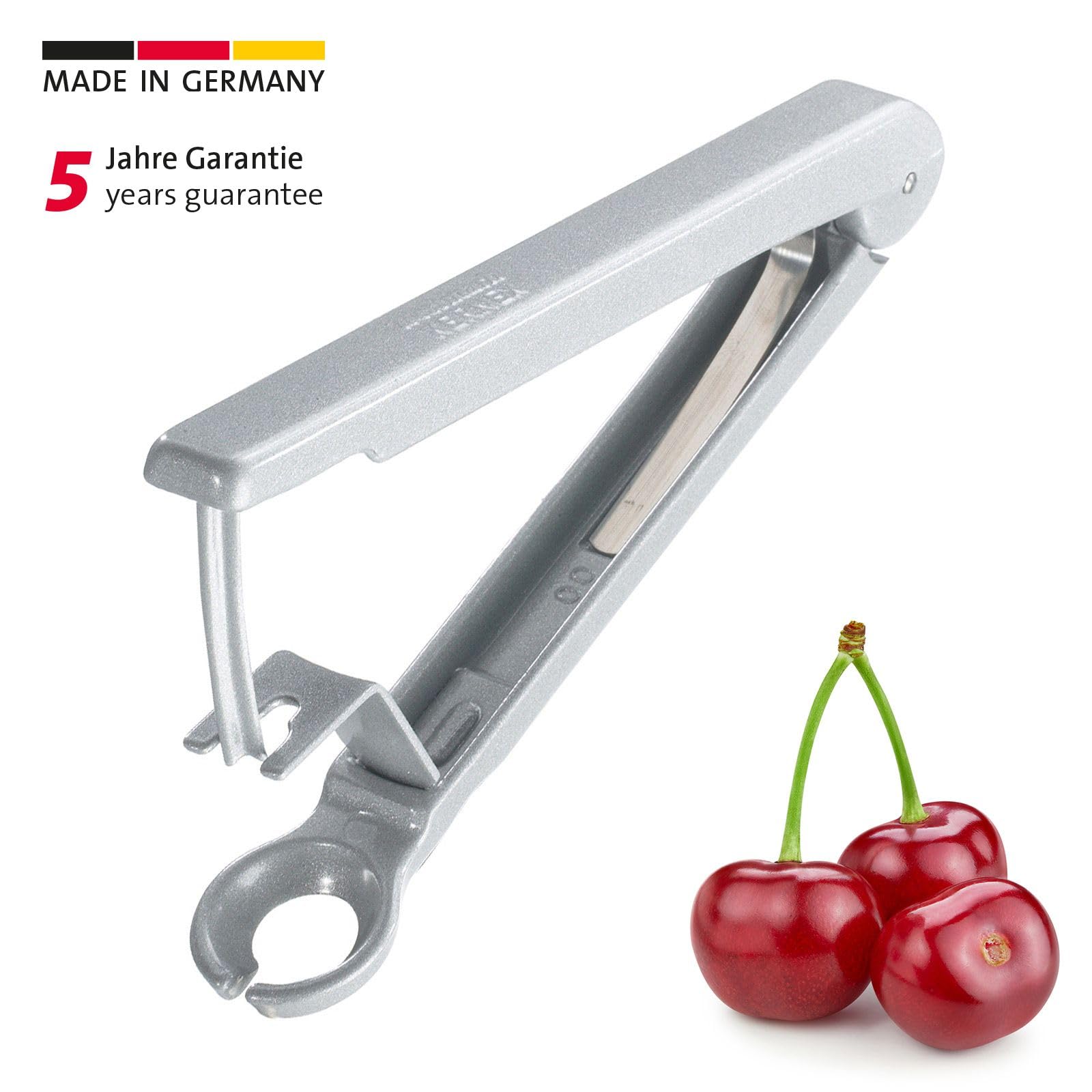 Westmark Deshuesador de cerezas, Longitud: 14 cm, Aluminio, Kernex, Plateado, 40002260