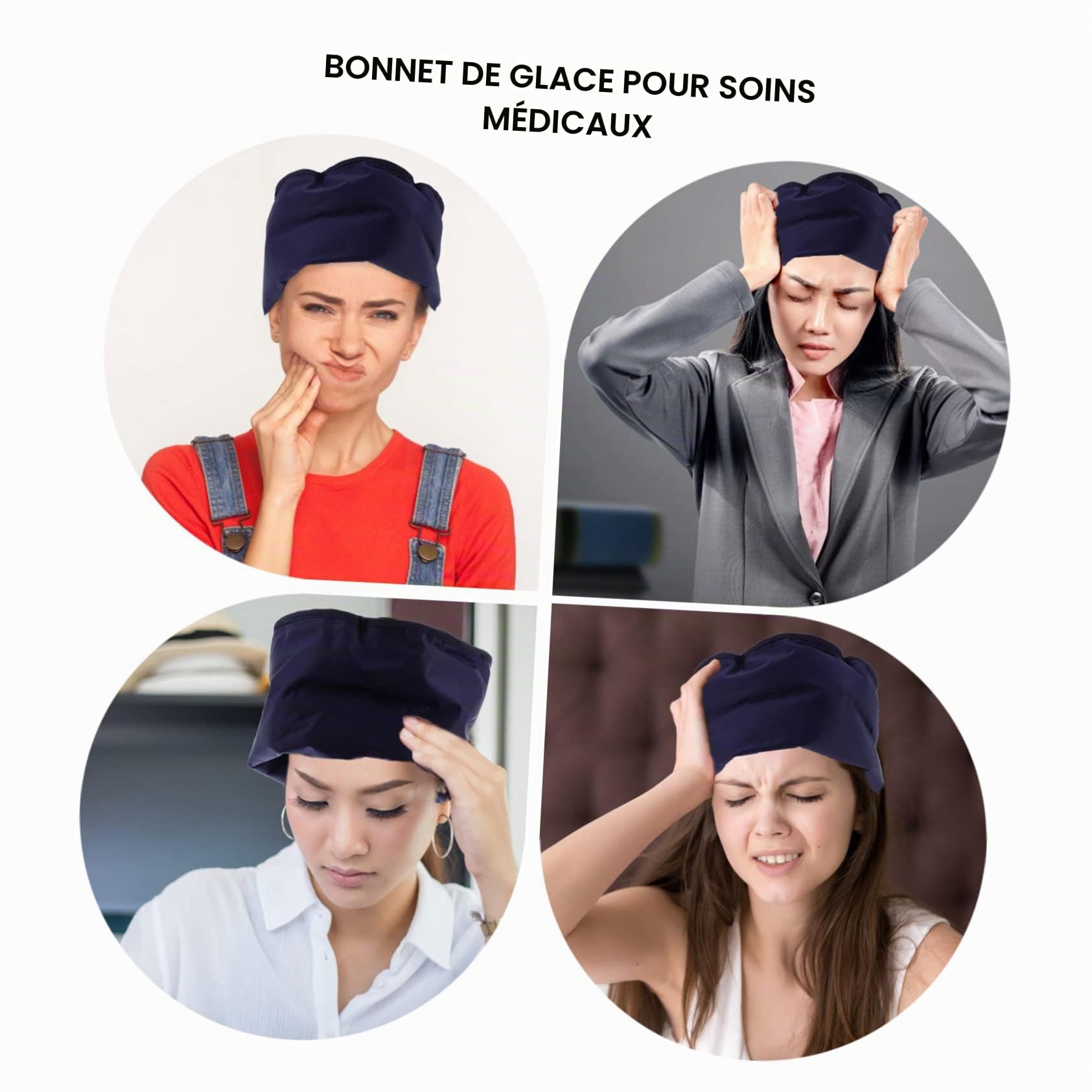Bonnet de Glace Bleu en Tissu, Congélable, pour Tête et Épaules