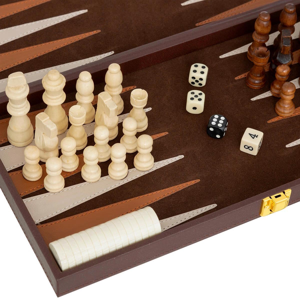 Atmosphera Créateur d'intérieur - Jeu de Backgammon & d'Échec Jule 40cm Marron