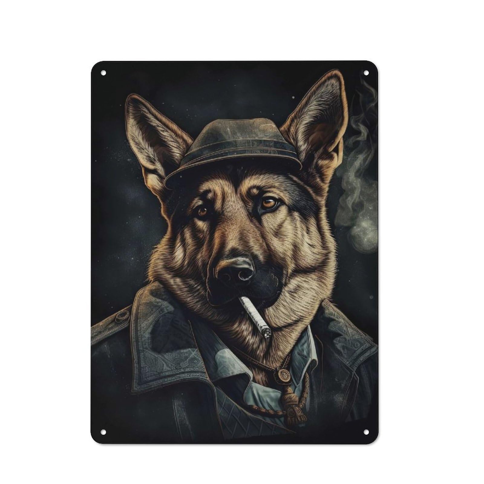 Junmoney German Shepherd Gangster Vintage Metal Plaque 40X30cm For Dining Room Or Kitchen, For Dining Room Decor Fans