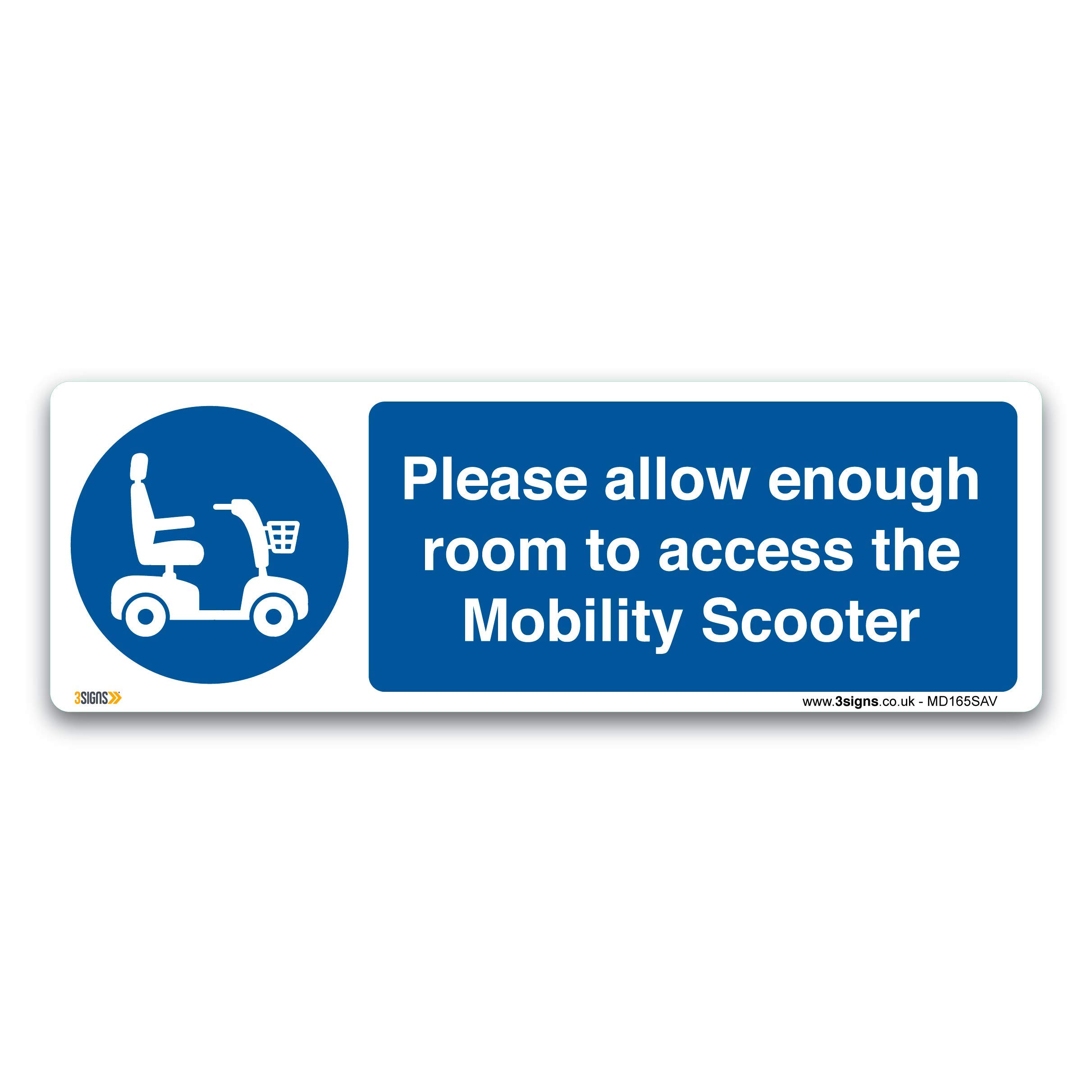 Please Allow Room for Mobility Scooter Signs – 300 x 100 mm Static Cling Window Stickers for Car, Van, Glass & Accessible Parking Use