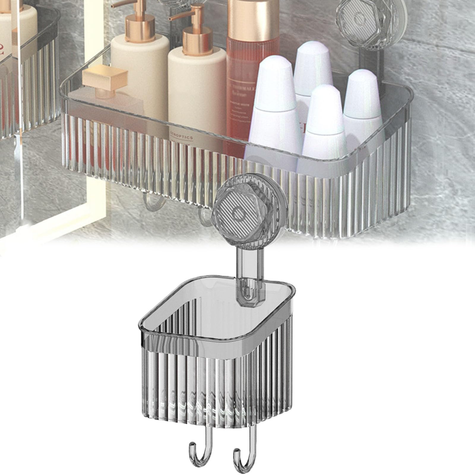 Suction Cup Shower Organizer Removable Shower Caddy Strong Suction Cup Shower Shelf Self Adhesive Shower Rack for Bathroom