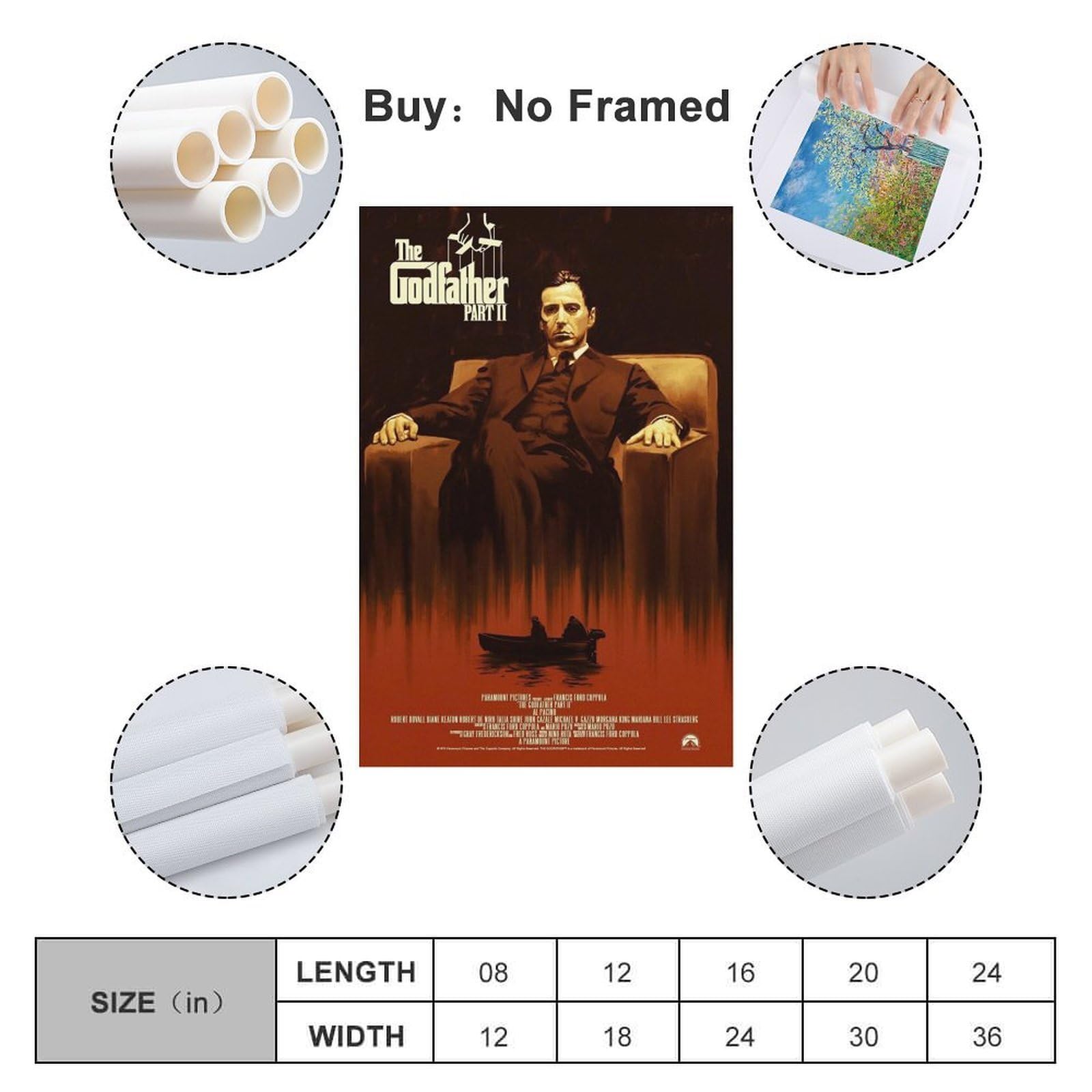 The Godfather Poster Esthetiek canvas muurkunst woonkamer poster, moderne woondecoratie afdruk poster, thuiskantoor decoratie canvasposter, kunstposter, decoratieFrame-stijl-30 x 45 cm