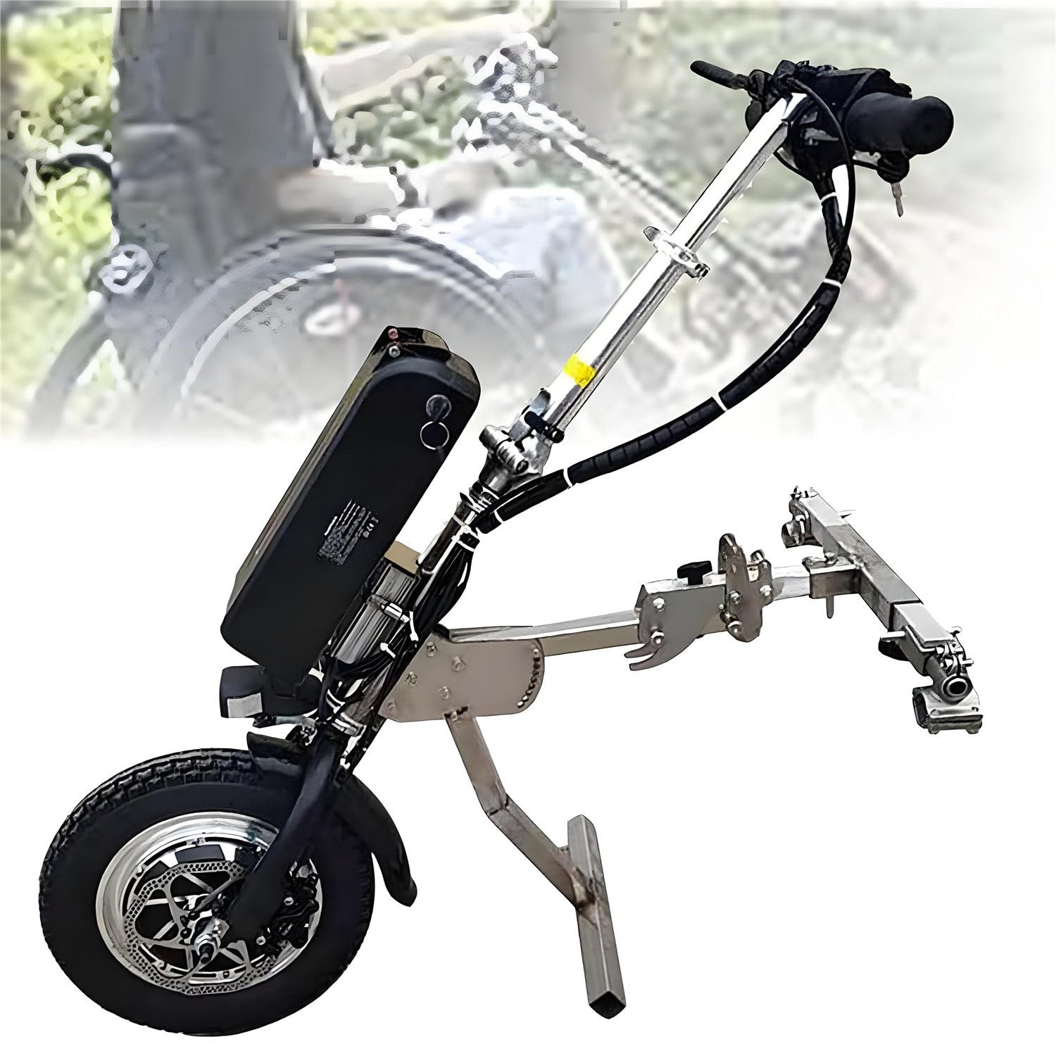 Kit de conversión de silla de ruedas eléctrica, accesorio para silla de ruedas de bicicleta, dispositivo de tracción de tractor portátil, alcance de 62 km