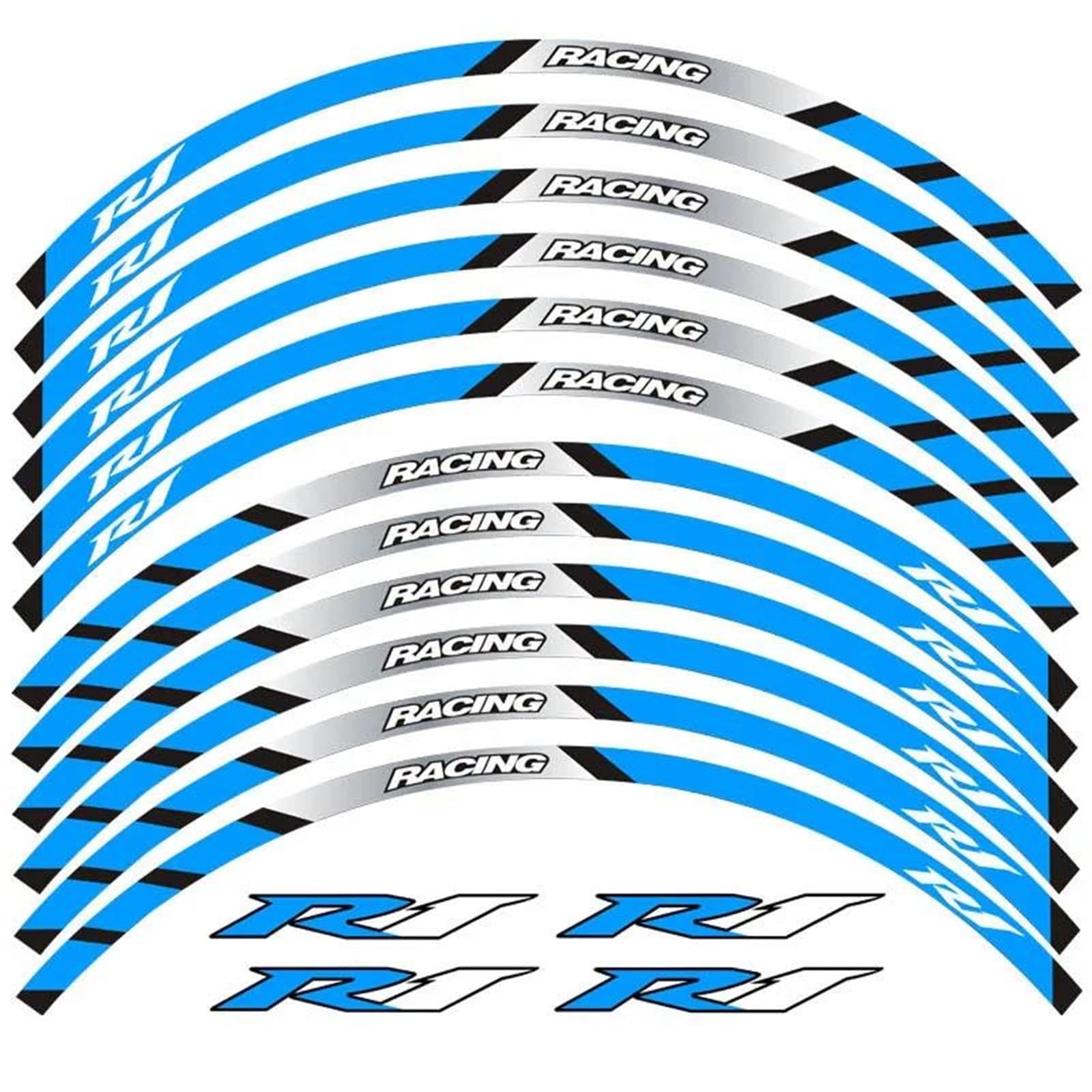12 Strips Motorcycle Reflective Decals Wheels Moto Rim Stickers Decoration Styling Protection Sticker for Yamaha YZFR1 YZF R1