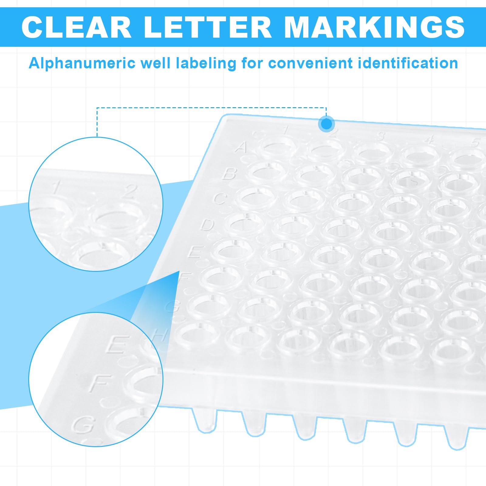 100 Stück 96 Well PCR Platte, Labor PCR Platte, Labor Mikroplatten, Labor-Proben-Mikroplatten für Mikrochemie, 0.2ml, Half-Skirted, Unsteril, Polypropylene, Transparent