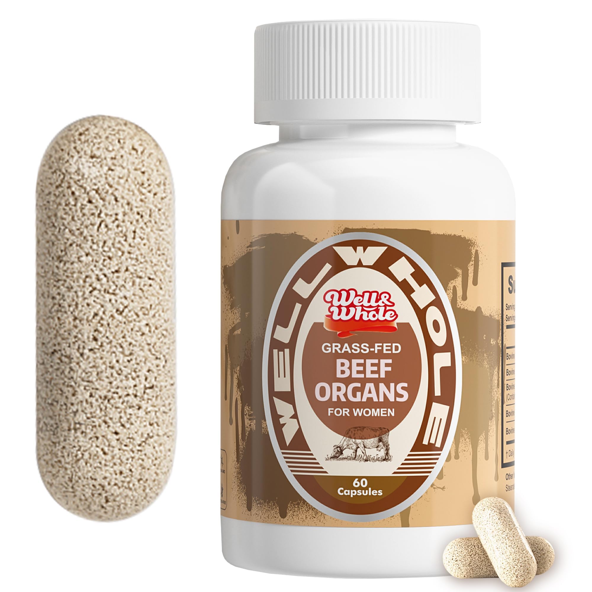 Grassfed Beef Organ Capsules, 60 Days Supply, Grass Fed & Pasture Raised