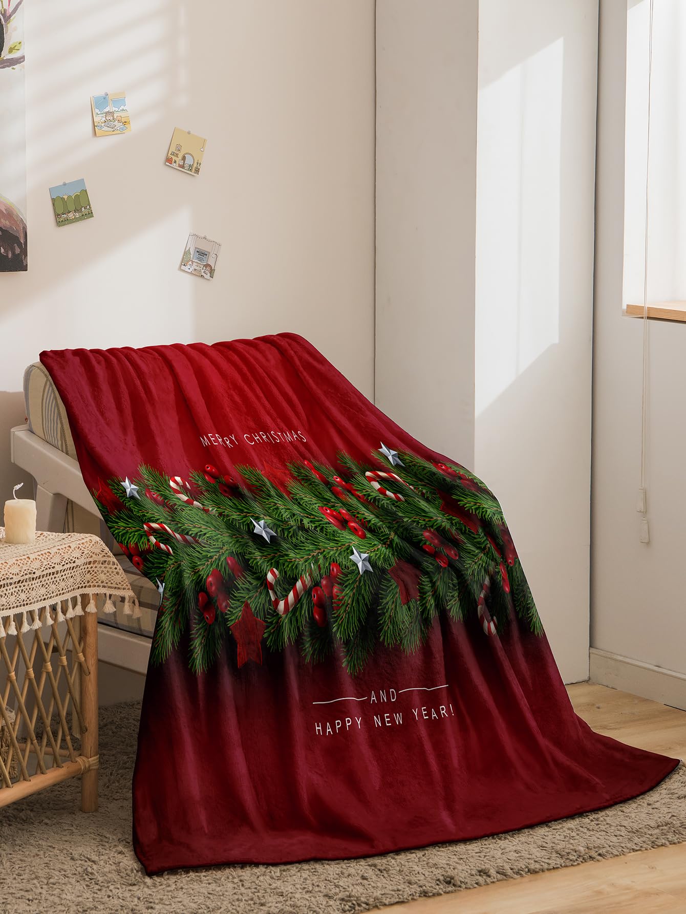 BCJMKDX Blanket, Throw Blanket Red Fleece Fluffy Super Warm Cozy(130x150cm)