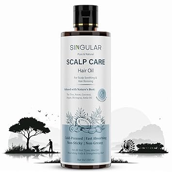 Singular Scalp Care Hair Oil for Itchy Scalp, Soothing & Sebum Control, Cold-Pressed with Tea Tree, Neem, Argan & More - 100 ml - image, photos