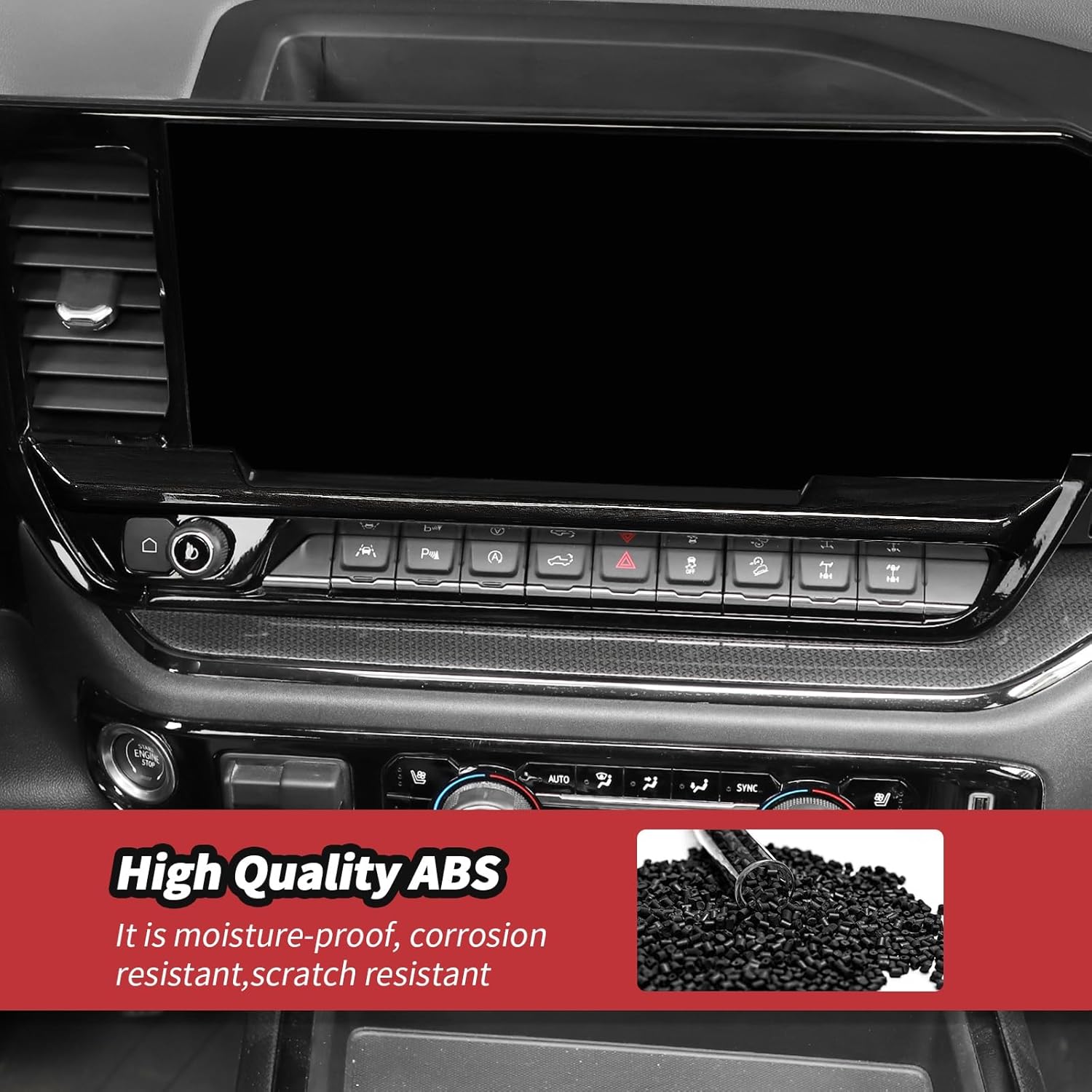 JeCar Black Wood Grain Interior Center Console Dash Panel Trim Cover for 2022 2023 2024 Chevrolet Chevy Silverado