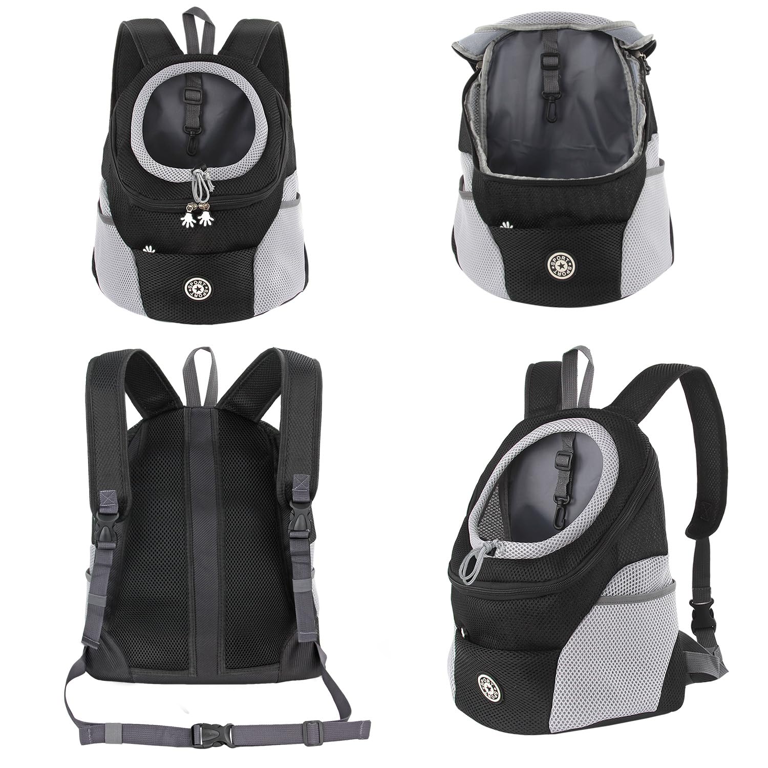M MUNCASO Zaino Trasportino per Cani Borsa da Viaggio per Piccoli Animali Domestici Zaino Frontale per Cuccioli con Design Traspirante Testa-Fuori e Fondo Impermeabile Approvato dalle Compagnie Aeree