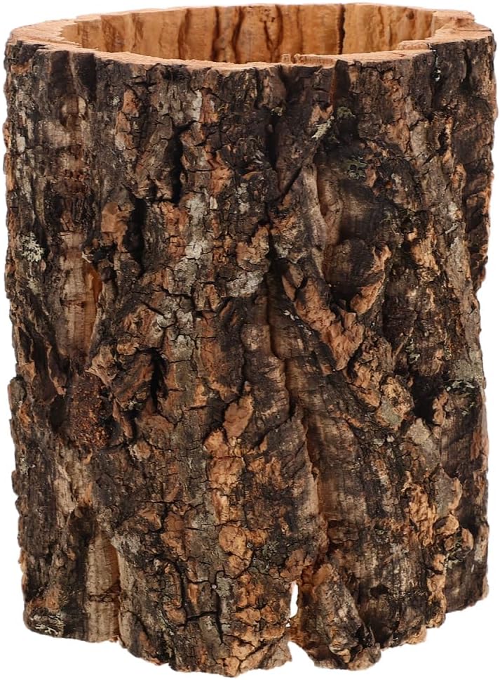 VOSAREA 5.89 Inch Wood Reptile Hideout, Light Brown Hollow Log Reptile Hides, Tree Trunk Shelter for Lizard and Terrarium Decor