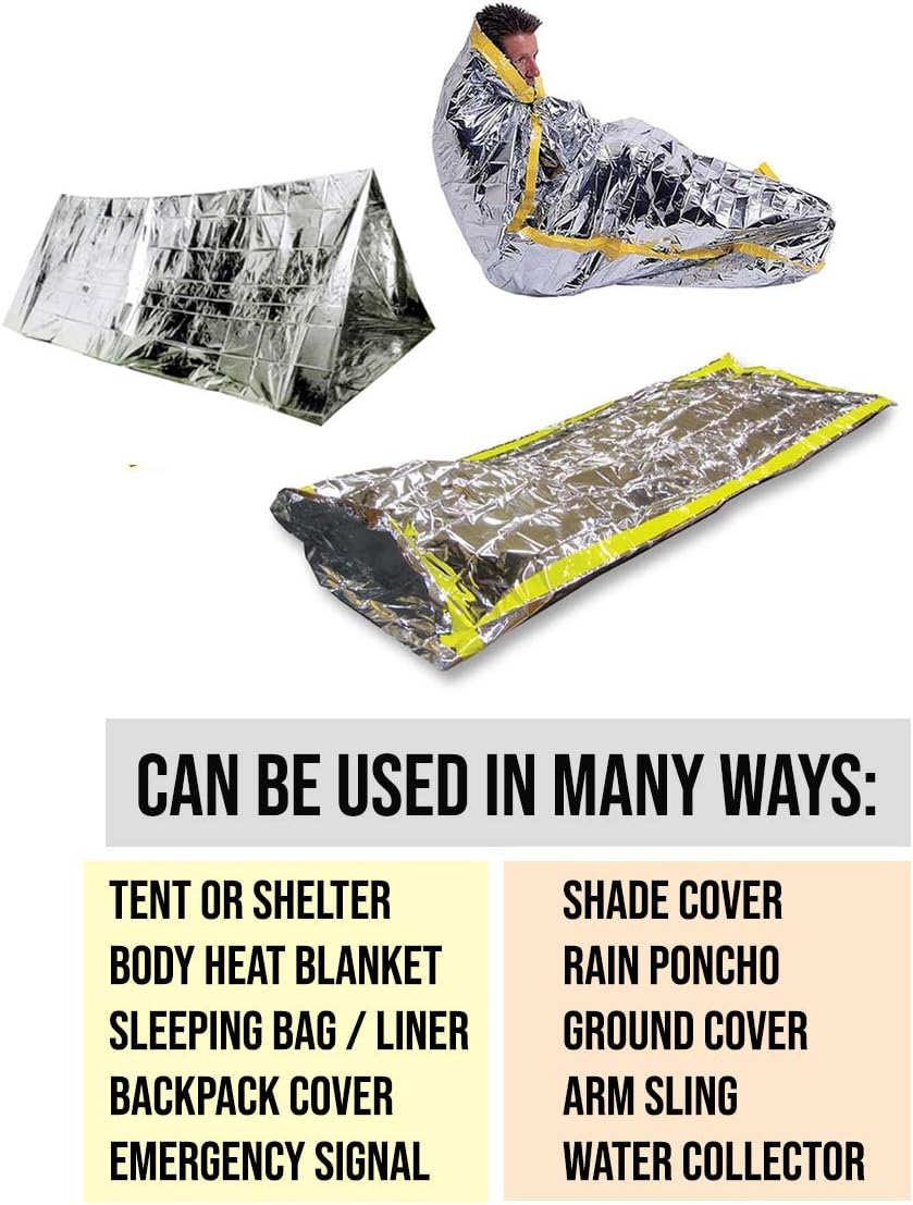 ASA TECHMED Emergency Mylar Thermal Blankets Bulk, Space Blanket Survival kit Camping Blanket, First Aid Kit for Outdoors, Survival, Hiking, Natural Disasters, First Aid, Marathons. 20 Pcs