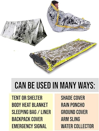 Miniatura 4 de ASA TECHMED Mantas térmicas de Mylar de emergencia a granel, manta espacial, kit de supervivencia para camping, kit de primeros auxilios para