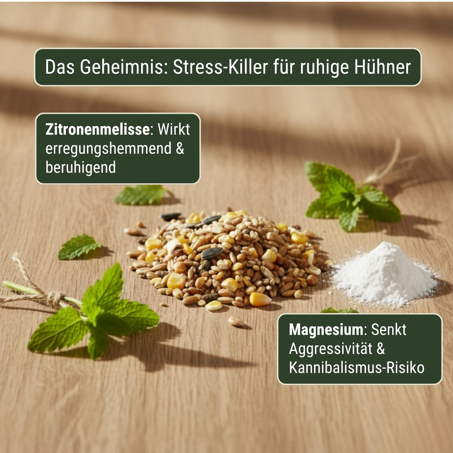 Leimüller Anti-Stress Hühnerfutter gegen Milben 25kg Hühner Legehennen Eier | Mit Zitronenmelisse & Magnesium, reduziert Aggressivität, Körnerfutter, 100% gentechnikfrei