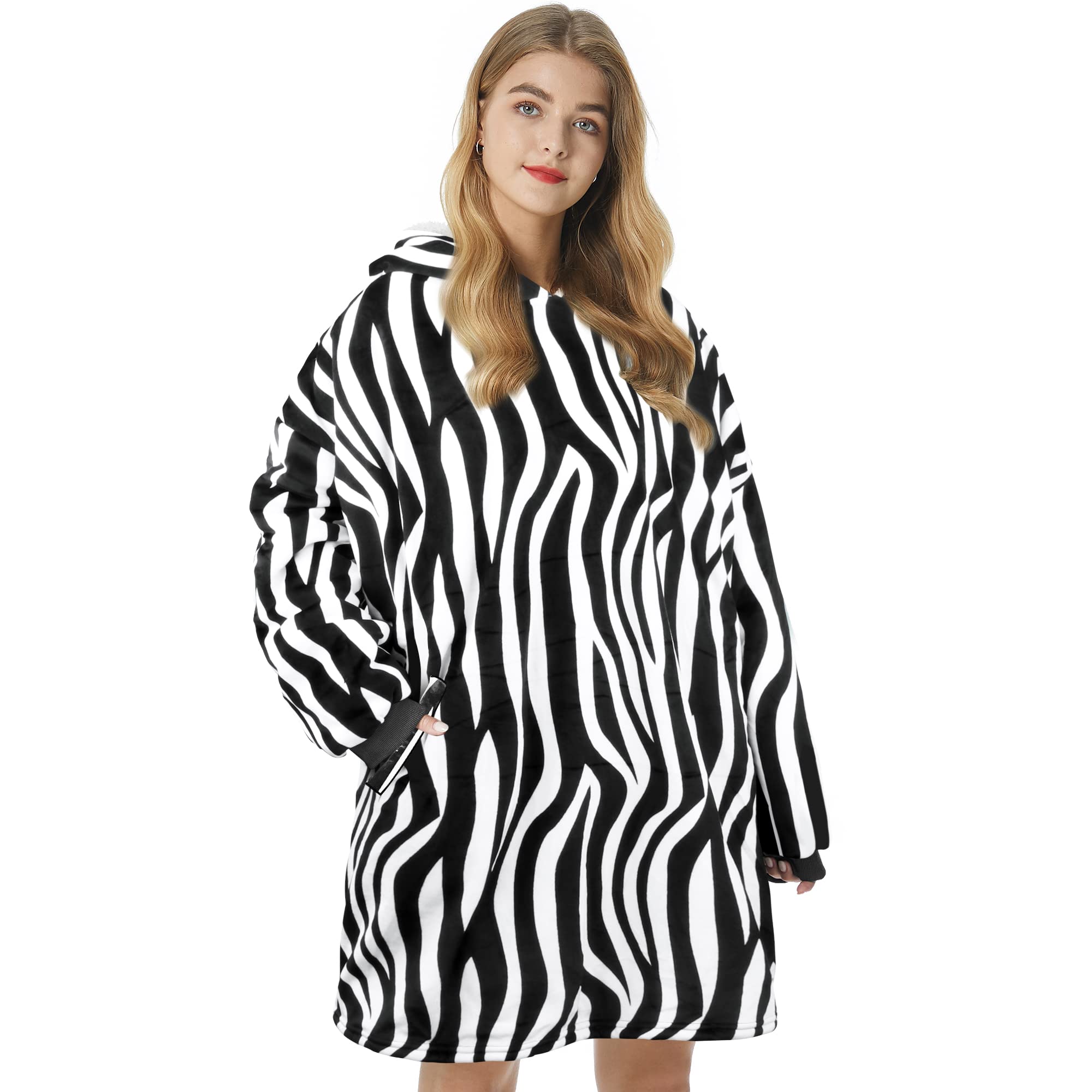 Felicigeely Blanket Hoodie, Oversized Wearable Blanket Sweatshirt for Women Men Warm Cozy Thick Hoodie Blanket with Pockets and Sleeves Gift for Her Mom Girls