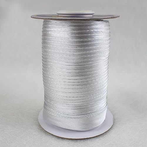 Miniatura 3 de IubuFigo Cinta de bies metálica de un solo pliegue de 0.591 in para coser 100% poliéster color sólido (plata)