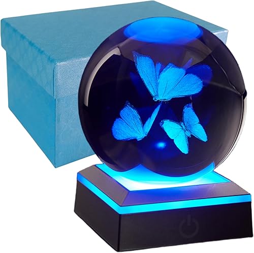 Vista 11 de Lámpara de noche de bola de cristal de tortuga marina 3D, lámparas de bola de vidrio de 3.15 pulgadas mejoradas con base LED, lámpara de tortuga