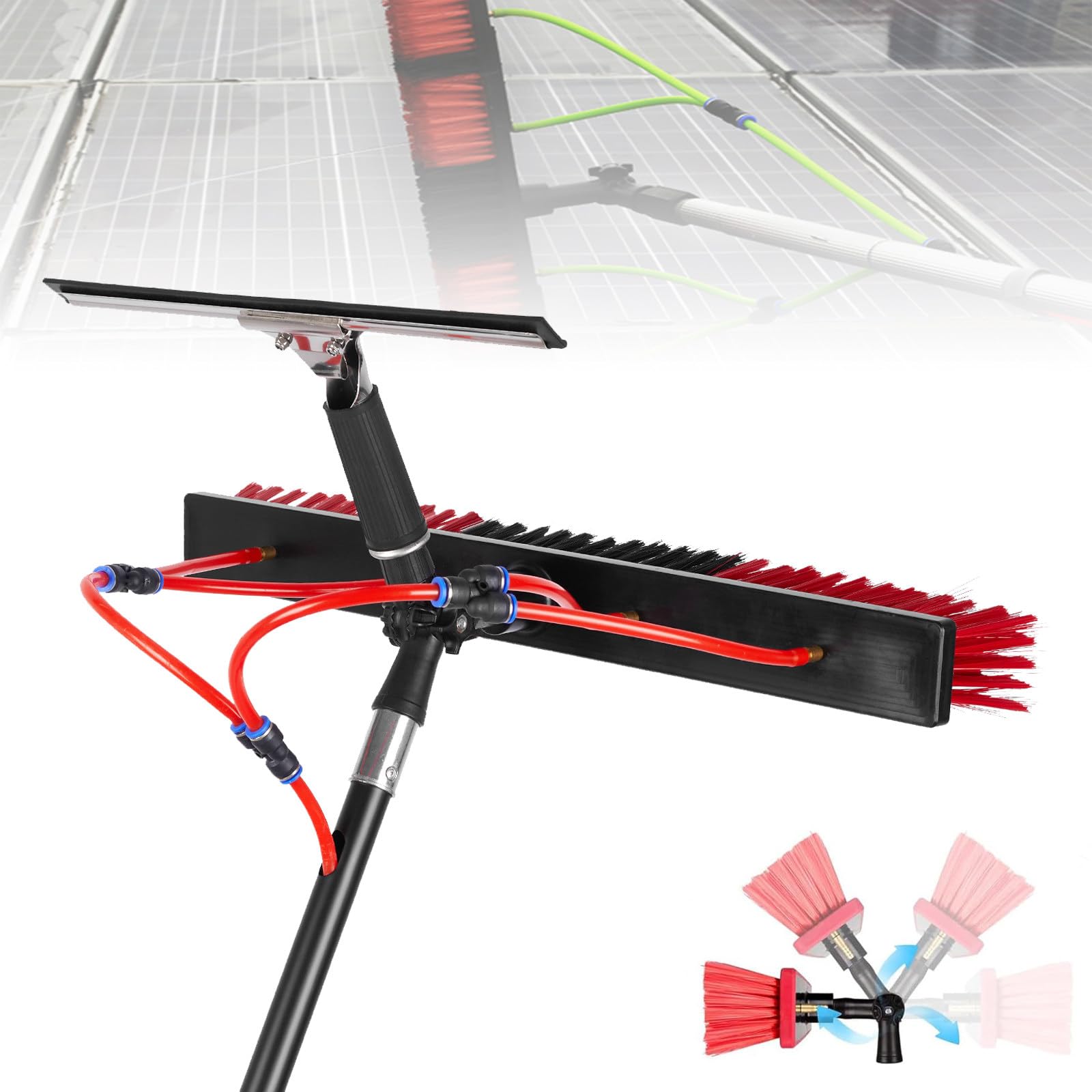 Limpieza Placas Solares Cepillo, Barra telescóa Exteble Limpiador Fotovoltaico, Cabezal del Cepillo 35 cm/55 cm, Aleación de Aluminio, para Ventanas Altas 10.8M-35CM