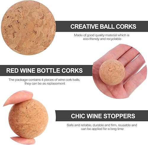 Miniatura 5 de 1 tapón de bola de corcho de madera para decantador de vino, jarra y botella, 1.41 pulgadas de diámetro, fácil de usar y reutilizable