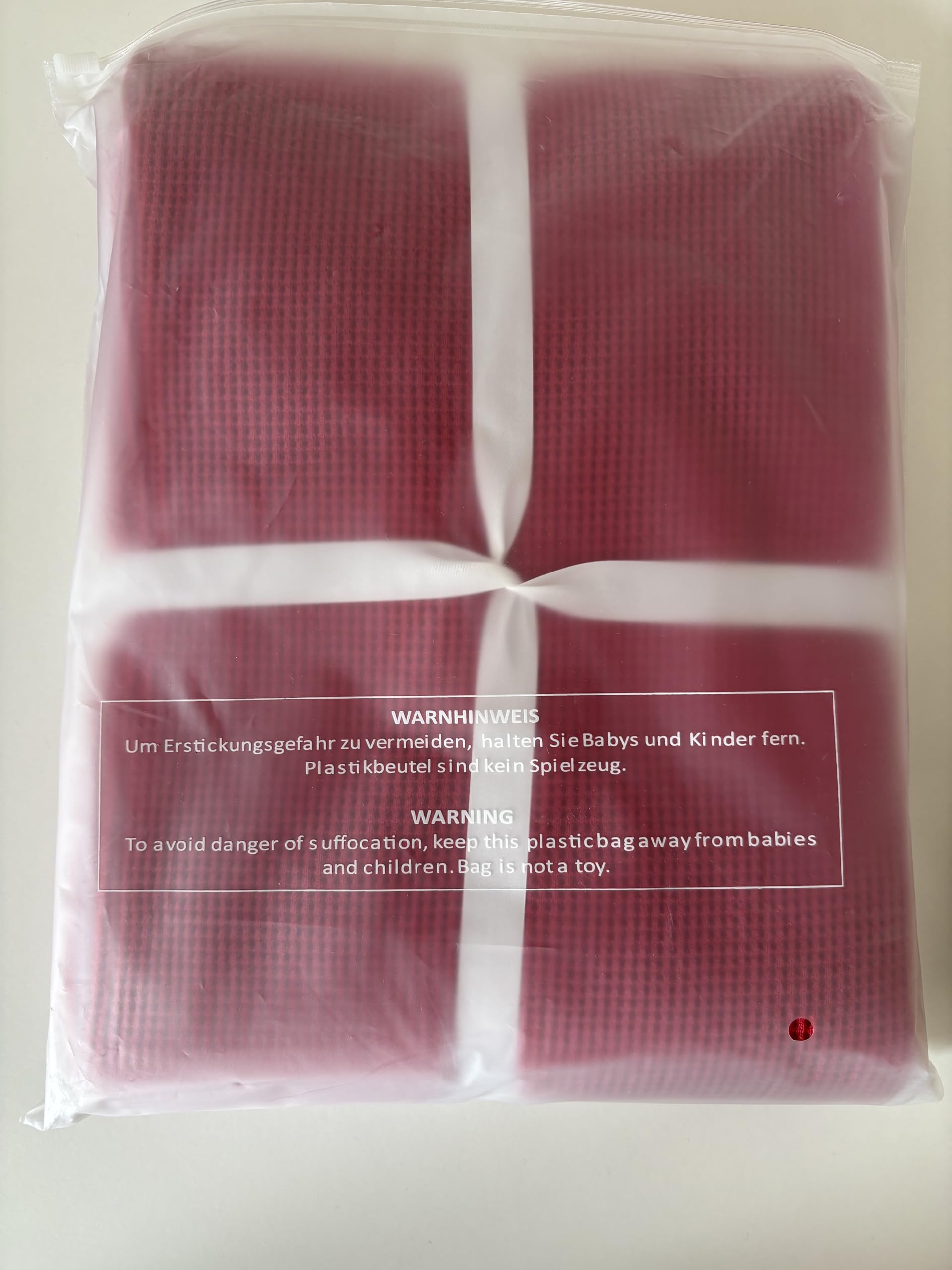 Linnie's Rotes Geburtstuch 90x90 cm, 100% Bio-Baumwolle, Doppellagig Musselin und Waffelpiqué, Babydecke für Neugeborene - Gebärmutter Effekt/Hebammen TIPP Erstausstattung