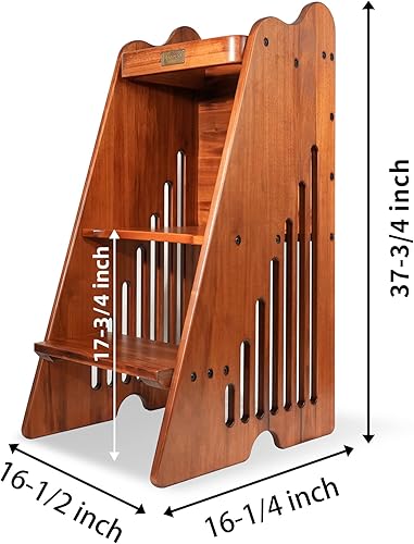 Miniatura 3 de CONSDAN Torre para niños pequeños, madera maciza cultivada en Estados Unidos, taburete de cocina para niños pequeños y niños, torre de pie con riel