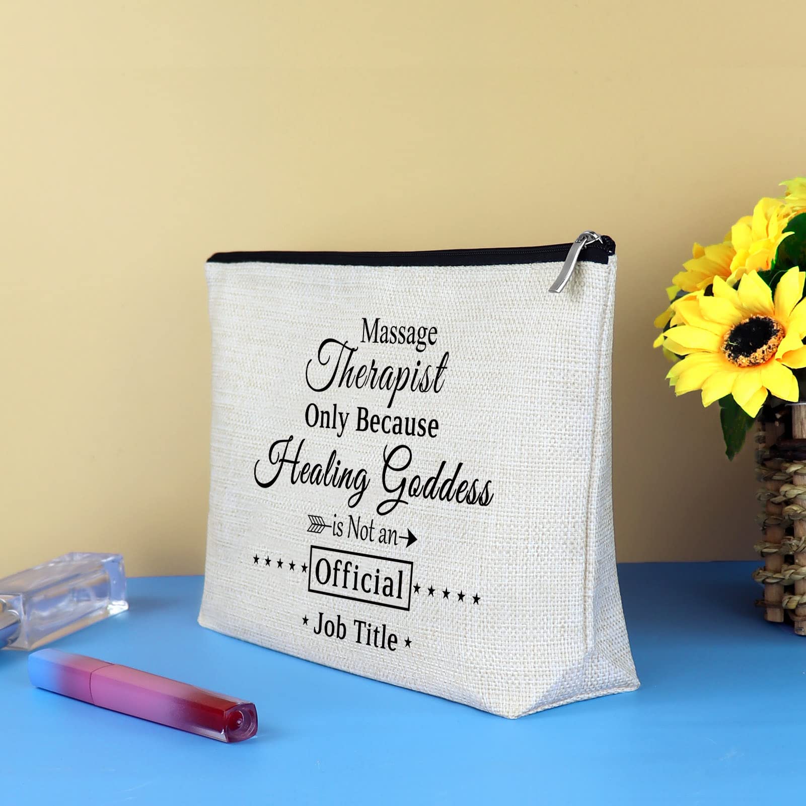 Massage Therapist Gift Makeup Bag Appreciation Thank You Gift for Massage Therapy Therapist Chiropractor Graduation Christmas Birthday Present Cosmetic Bag Travel Toiletries Pouch Make Up Case