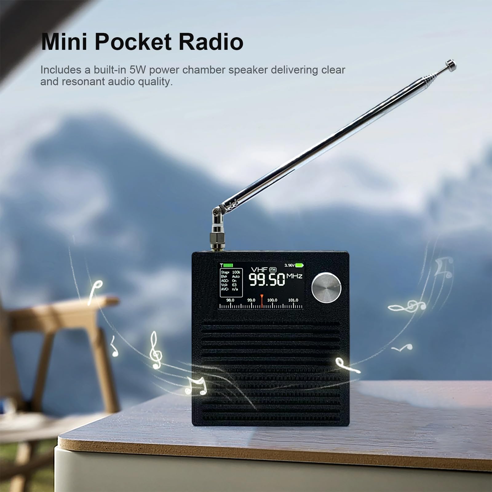 Radio de bolsillo portátil de 3000 mAh batería amplificador circuito con antena para regalos familiares de ancianos en interiores y exteriores, correr, uso de emergencia