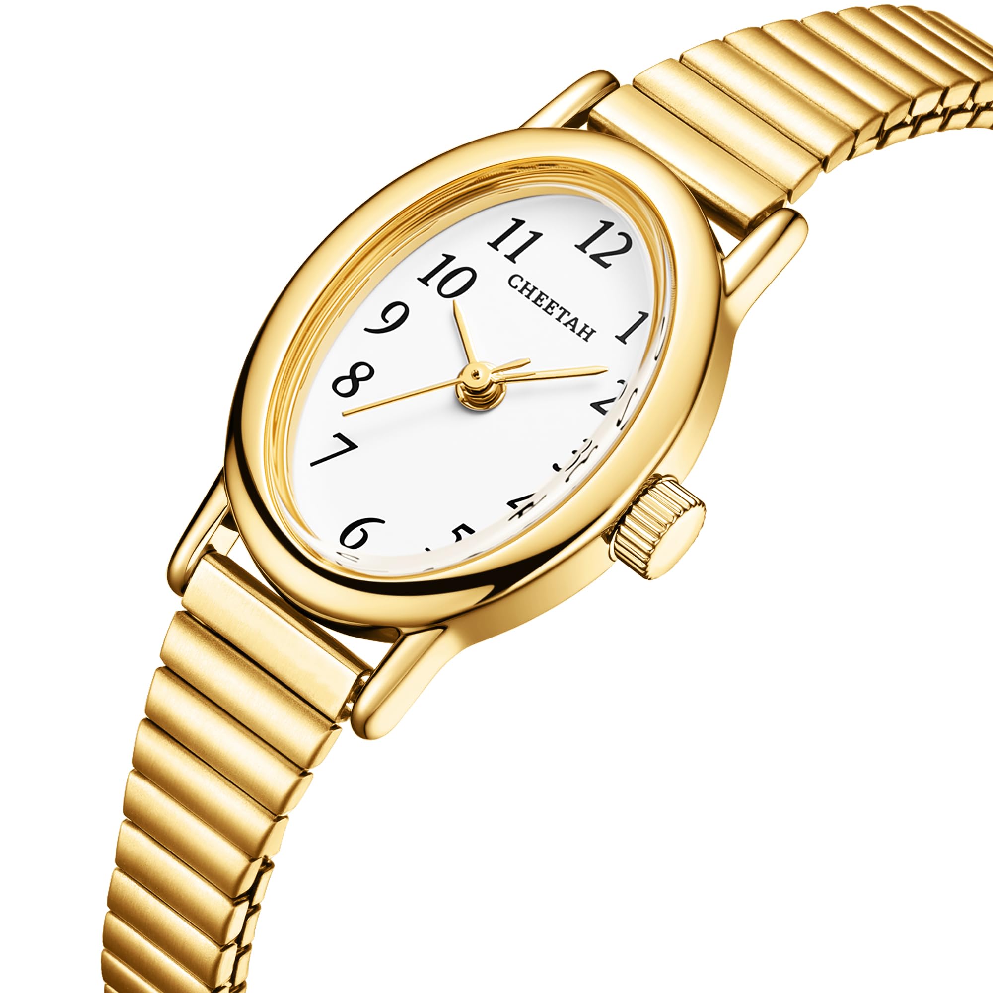 Cheetah Elegante goldene Damenuhr mit Quarz: wasserdichte Uhr mit verstellbarem Edelstahlarmband und schlichtem Zifferblatt mit römischen Ziffern