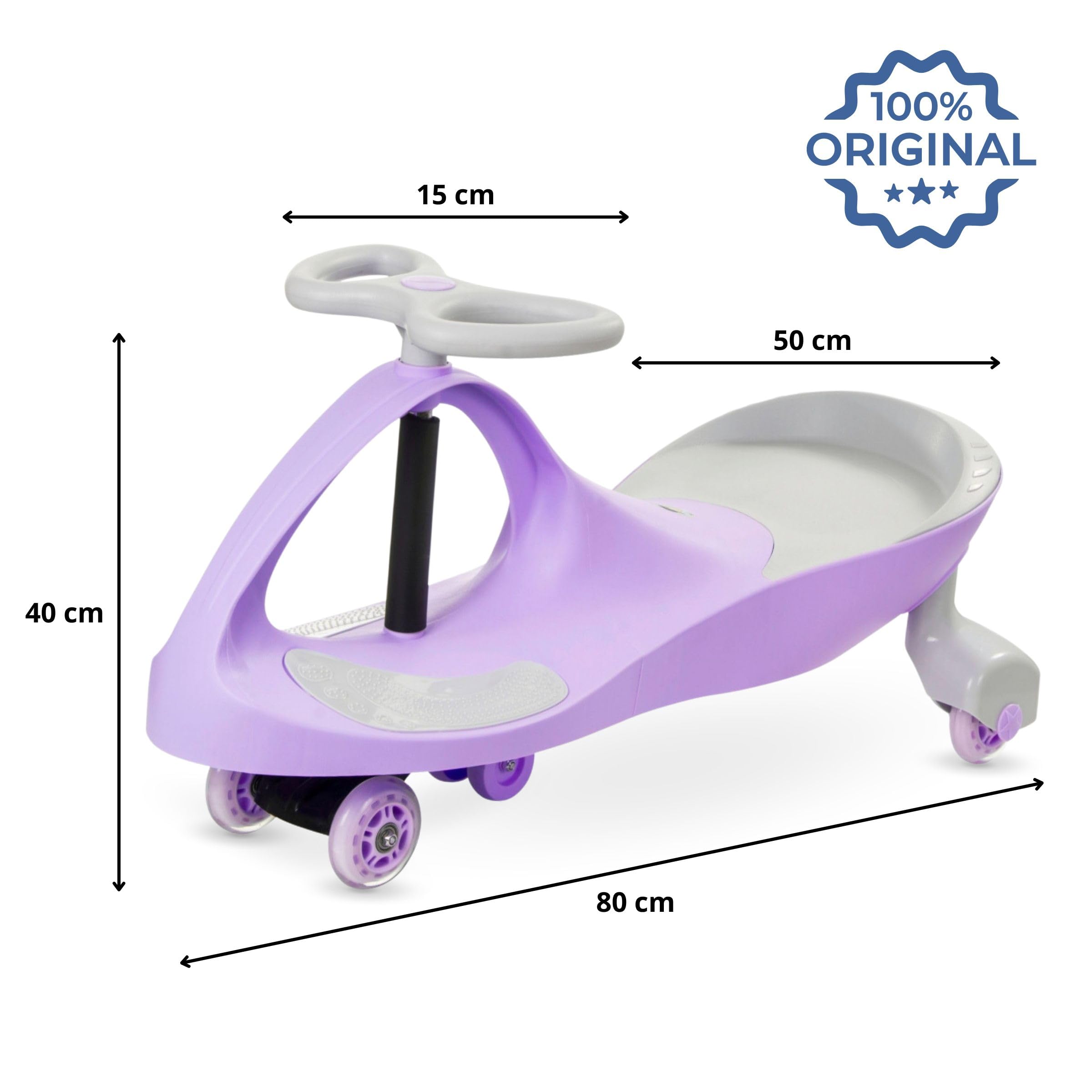 Coche para bebés 3+, TwistCar, Coche para niños pequeños, Vehículo para niños y niñas, Coche Giratorio con Volante, Ruedas de Goma, Capacidad de Carga hasta 120 kg, LED púrpura