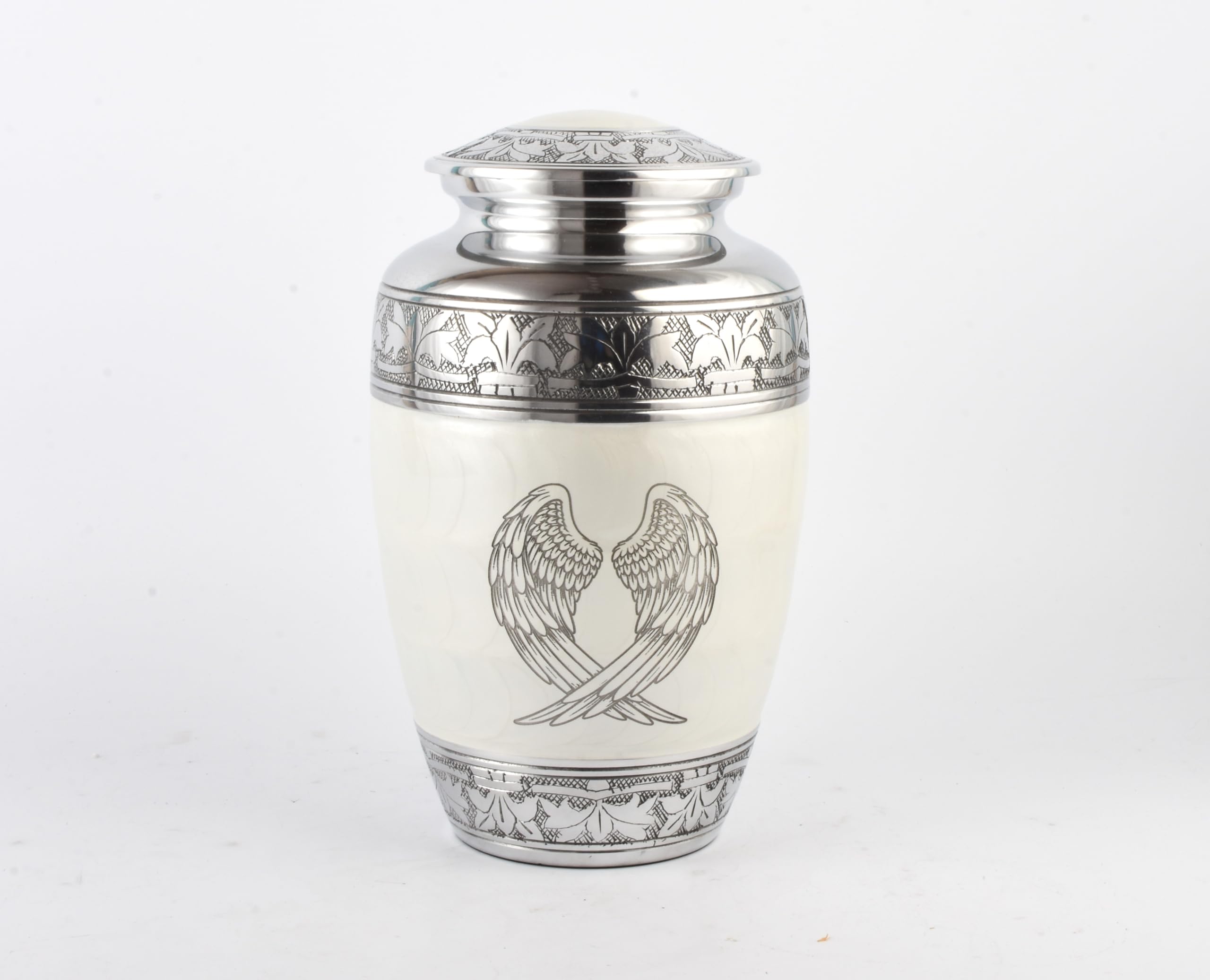 Cremation Urn for Human Ashes – Aluminium Angel Wing Design – Elegant Funeral Container and Memorial Vessel Holds Remains up to 90kg or 14 Stone