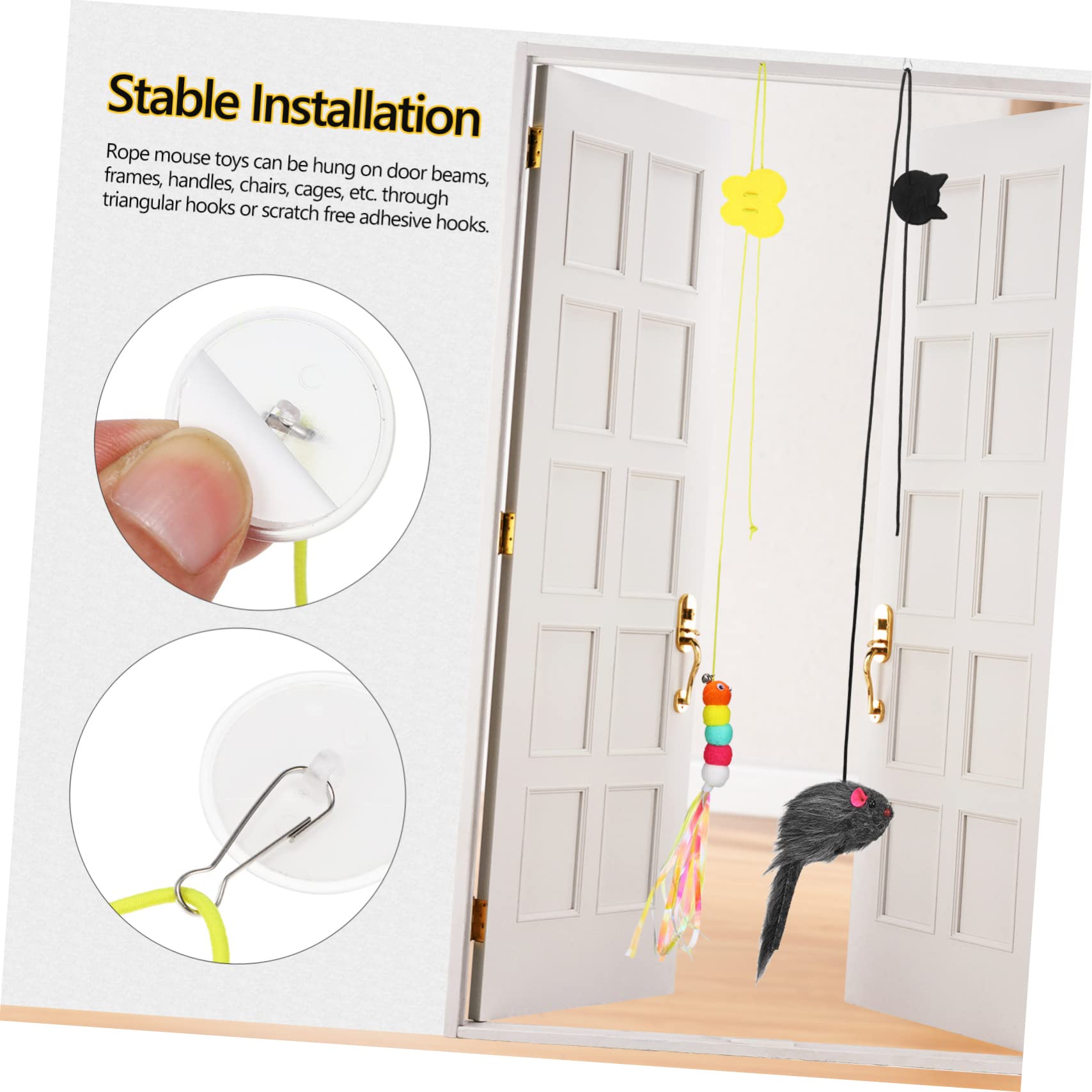 FRCOLOR 24pièces Jouets Suspendus pour Chats Interactif avec Clochettes Teasers Forme De Chenille Souris Et Étoile De Mer Jouets De Porte pour Chats Amusants