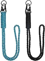 Vista 8 de Llavero de Paracord de Servicio Pesado, Collar de Paracord, Llavero para Teléfono Celular, Silbatos, Correa Trenzada para Muñeca