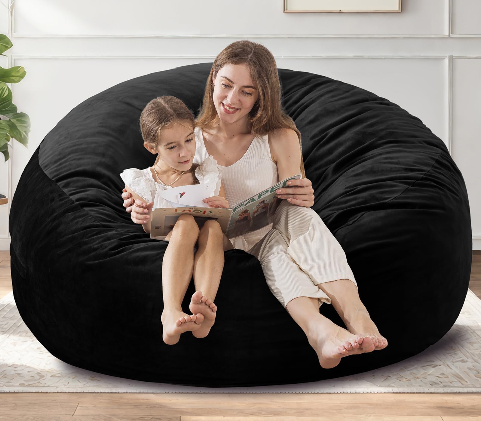 Bean Bag Chairs with Faux Rabbit Fur Cover, 3 ft Giant