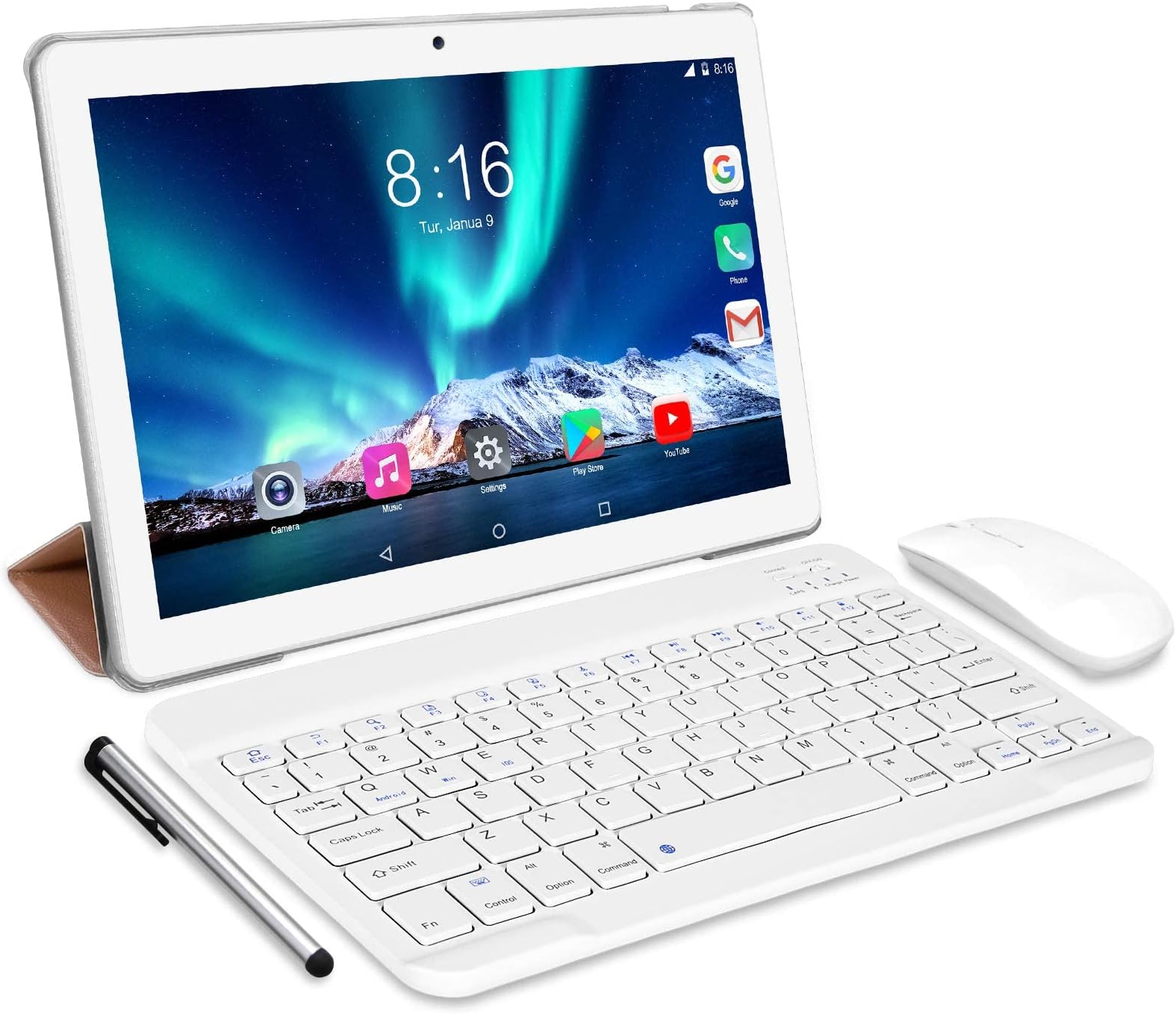 Tablette Android 15 Gemini AI 10 Pouces - 30 Go RAM, 64 Go ROM, Widevine L1, Clavier Et Souris Inclus, Grise - 9