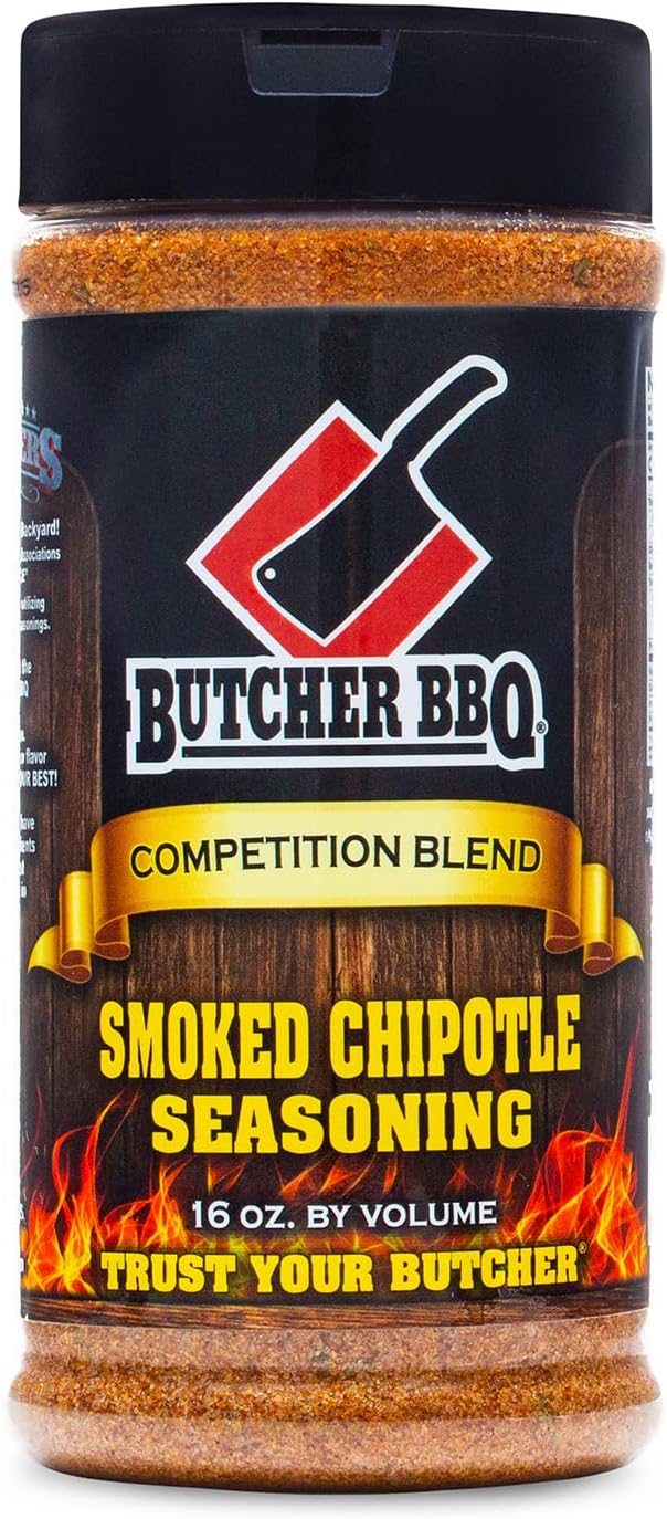 Butcher BBQ Smoked Chipotle Seasoning Barbecue Rub Smokey Heat Flavor Gluten Free | World Championship Winning Formula | Tastes like Cooking Over Open Flame | Msg Free