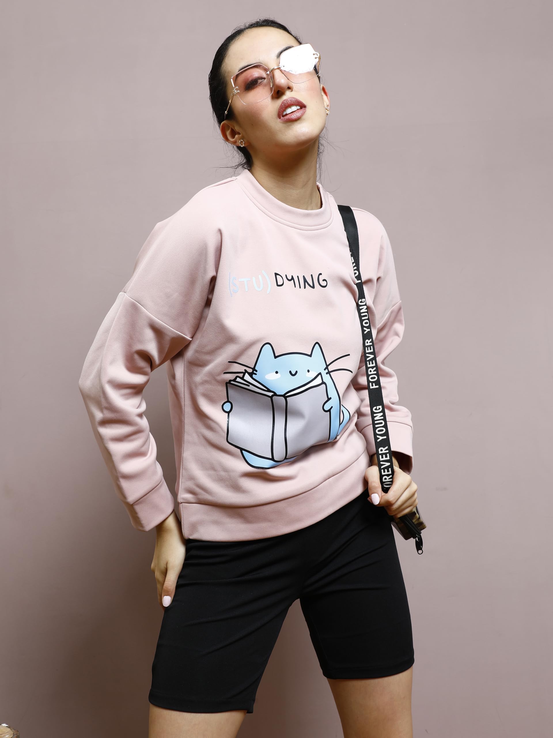 Athena Lifestyle Women & Girl Pink Printed Pullover Sweatshirt 3