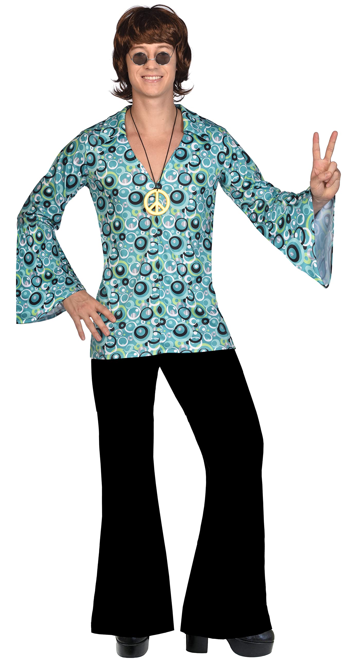 amscan (PKT) (9910798) Adult Mens Hippie Party Shirt (Large)